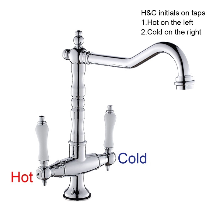 Kitchen Chrome Sink Taps Basin Mixer Tap Bridge Ceramic Levers