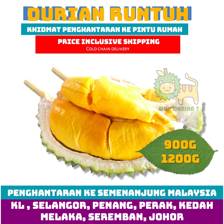 Raub Pahang Musang King Durian Frozen Fresh Pulp (3*300g)(4*300g) Isi