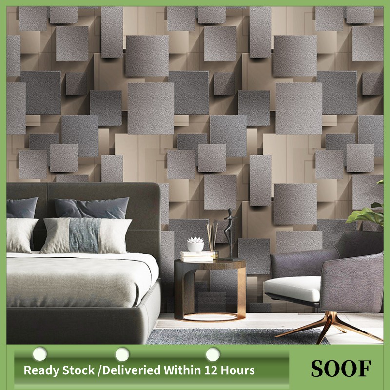 Nordic 3D Geometric Wallpaper Bedroom Wall Paper Living Room TV Background Wallpaper  Wall Velvet Wall Decoration Wall Arts | Shopee Malaysia
