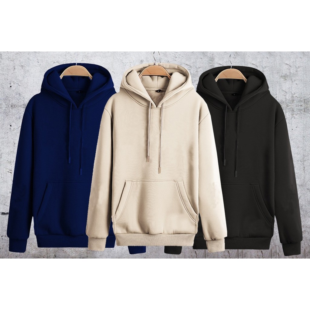 Plain Sweater Hoodie Oblong Premium Fleece Thick | Shopee Malaysia