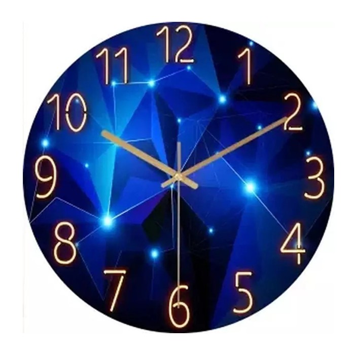 【Z2I】Wall Clocks Blue Tone Gold Fashion Wall Clock Bedroom Living Room Home Essential Watches