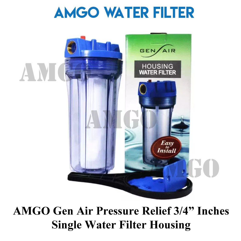 AMGO 3/4" Gen Air Pressure Relief Normal Set Single Filter , Water Filter Housing