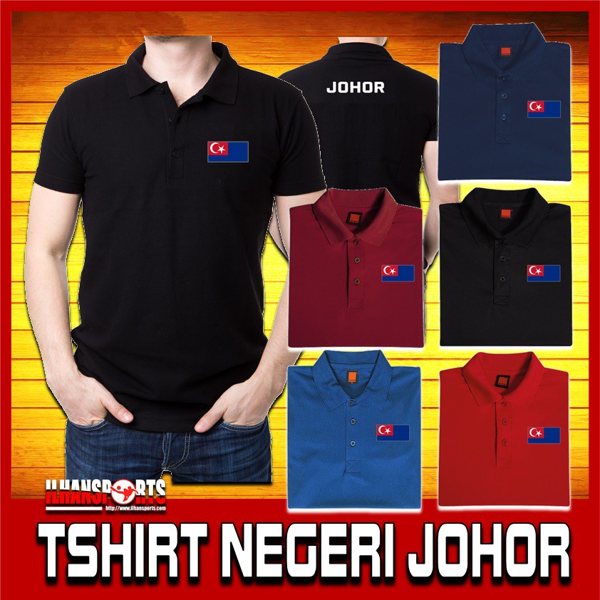 TSHIRT NEGERI JOHOR FLAG | QUICKDRY | 100% MICROFIBER | COLLAR | ROUNDNECK SHORT/LONGSLEEVE | JERSEY | SMART | CASUAL