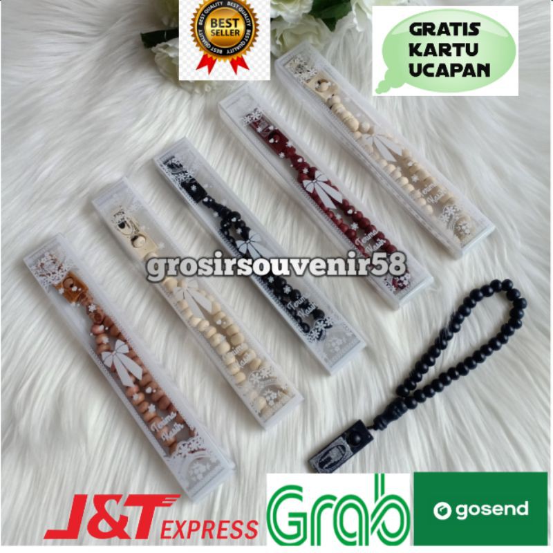 (50 pcs) MICA WOODEN PRAYER BEADS WITH MOTIFS TASBIH TASBIH KAYU TASBIH DIGITAL