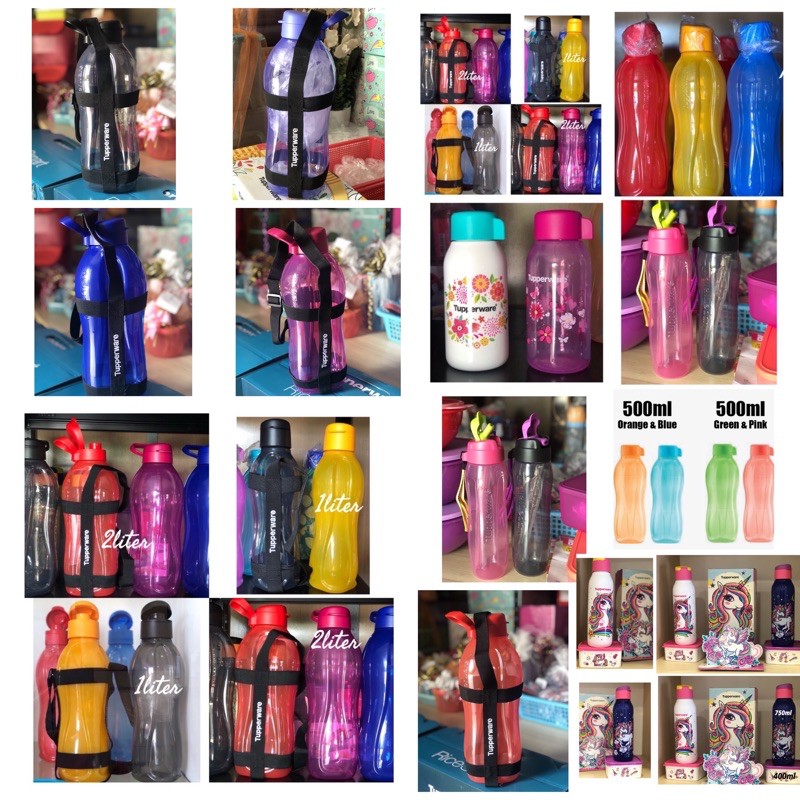 Tupperware Eco bottle Drinking 500ml/1liter/750ml & Flip Top Bottle 1 liter @ 2 Liter @slim eco bottle with straw