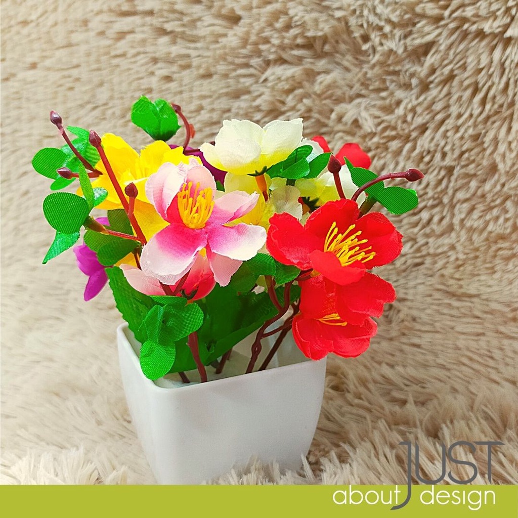 [BUY 2 GET FREE GIFT] Artificial Peach Blossom Flowers Plant Pot Bunga Pokok Sintetik Hiasan Rumah Home Decor Gift人造植物