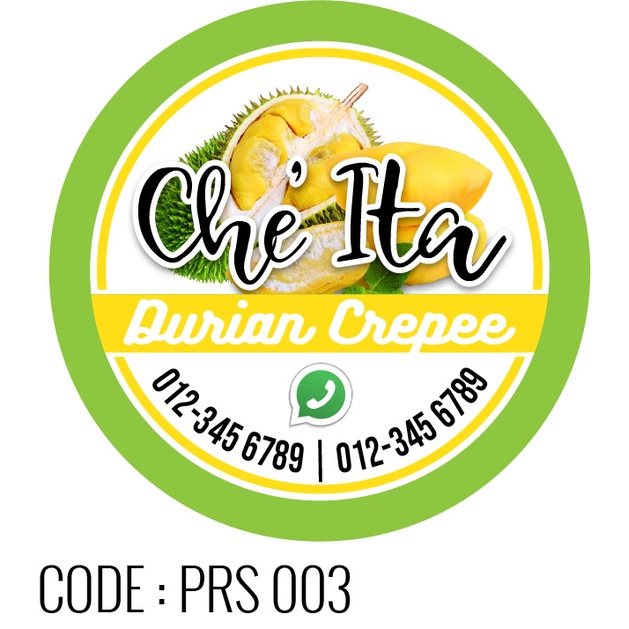 Sticker Durian Crepe Label Untuk Produk Makanan