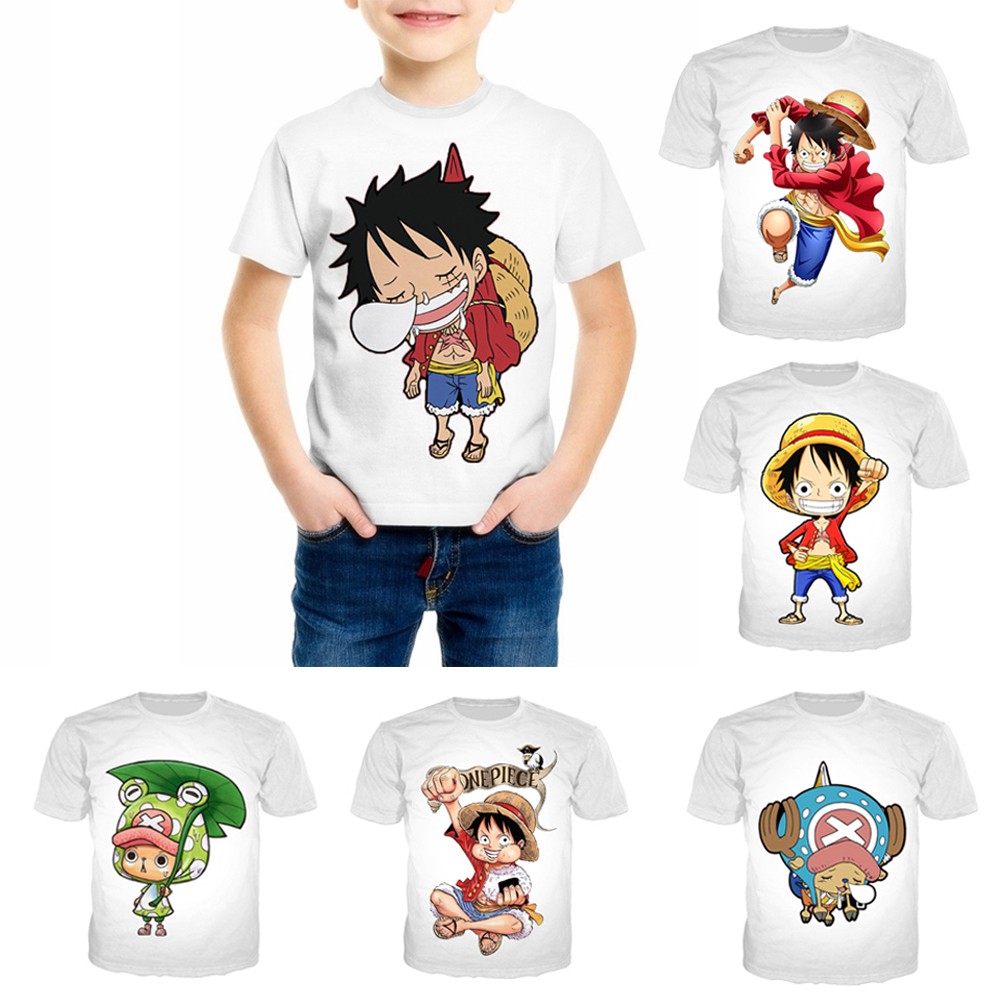 One Piece Luffy Shirts Casual T Shirt Kids Chopper T Shirt Boys Girls Clothes Anime Top Tee Shopee Malaysia - one piece age of the pirates t shirt roblox