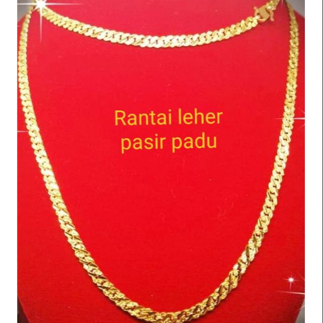 Rantai Leher Pasir Padu Emas 916 Tulen Shopee Malaysia