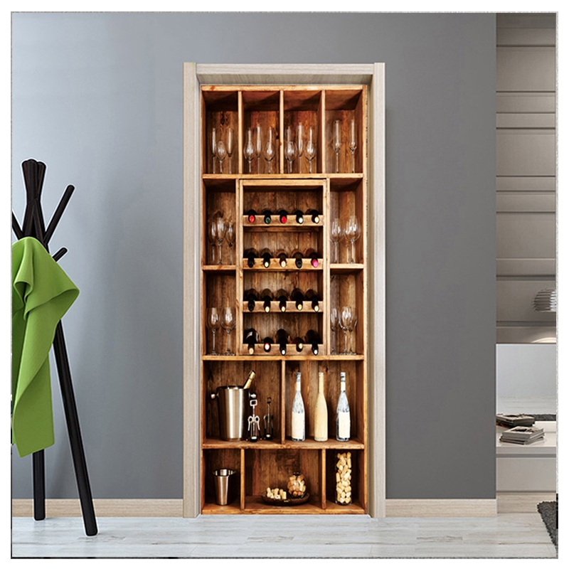 77x200cm Home Decoration 3d Retro Bookshelf Bookcase Wine Cabinet