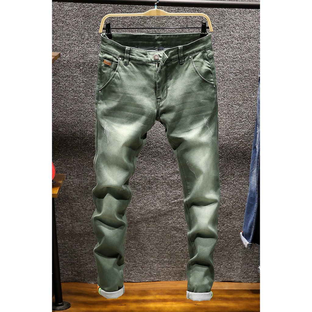 army green skinny jeans mens