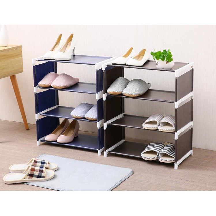 3 4 5 Tiers Rak Kasut Assembly Shoe Rack Living Room Solid Color Simple Fabric