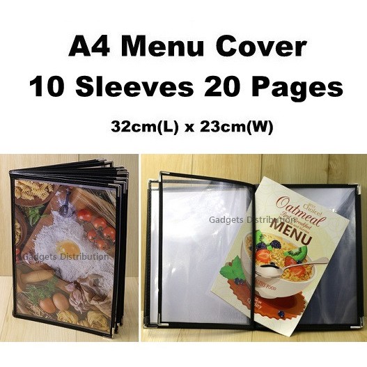 High Quality 10 Sleeves Ten Pocket 20 Pages A4 Restaurant Cafe Transparent Clear Menu Pocket Cover Jacket 2469.1