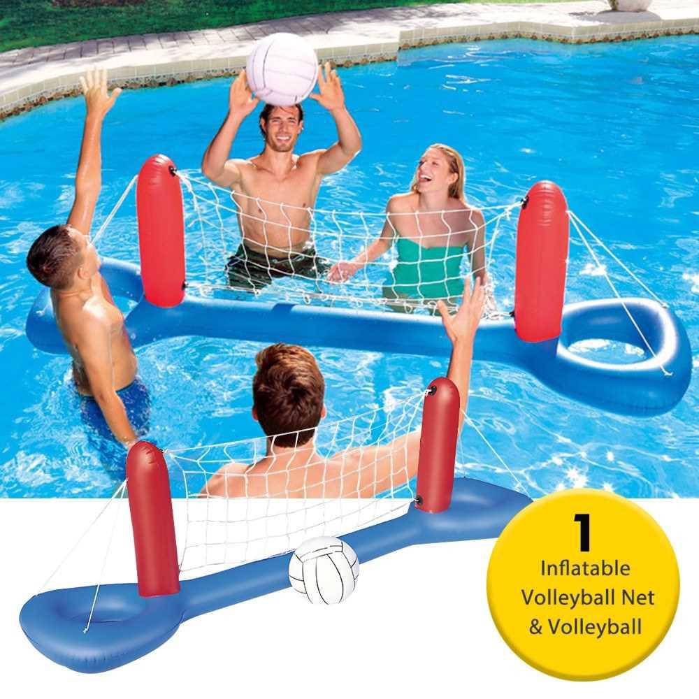 Inflatable Volleyball Net Pool Float Set for Kids Adults Swimming Game