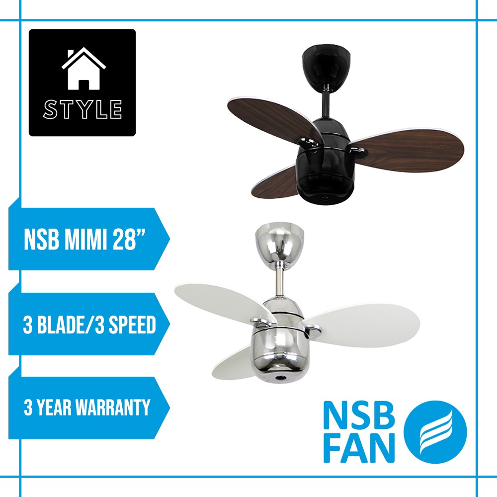 Nsb Mimi 28 3 Blade 3 Speed Mini Ceiling Fan With Remote Control Shopee Malaysia