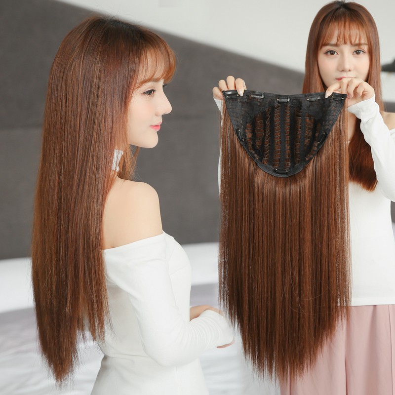 Wig Female Long Hair U Shaped Semi Full Headgear Long Straight