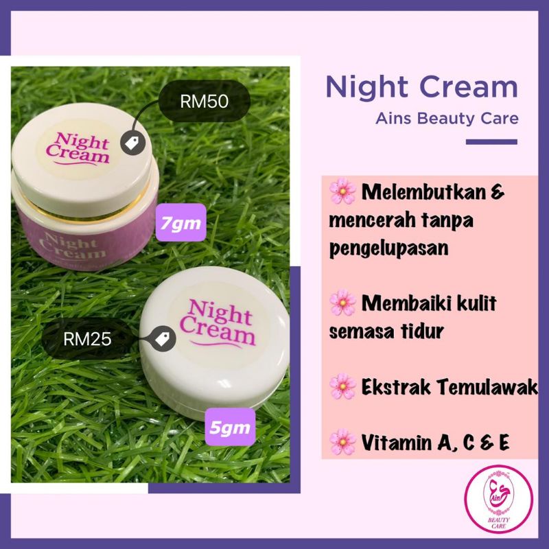 AINS BEAUTY CARE NIGHT CREAM ? ORIGANAL HQ + FREE GIFT ???