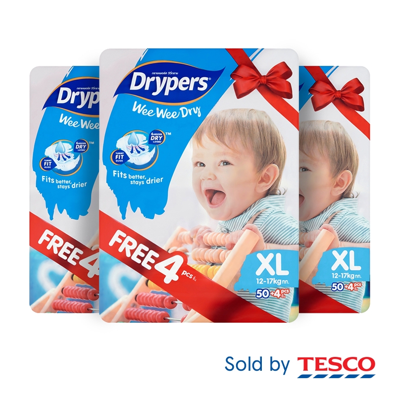 Drypers Wee Wee Dry Tape Mega Pack XL50+4 x 3 packs Shopee Malaysia