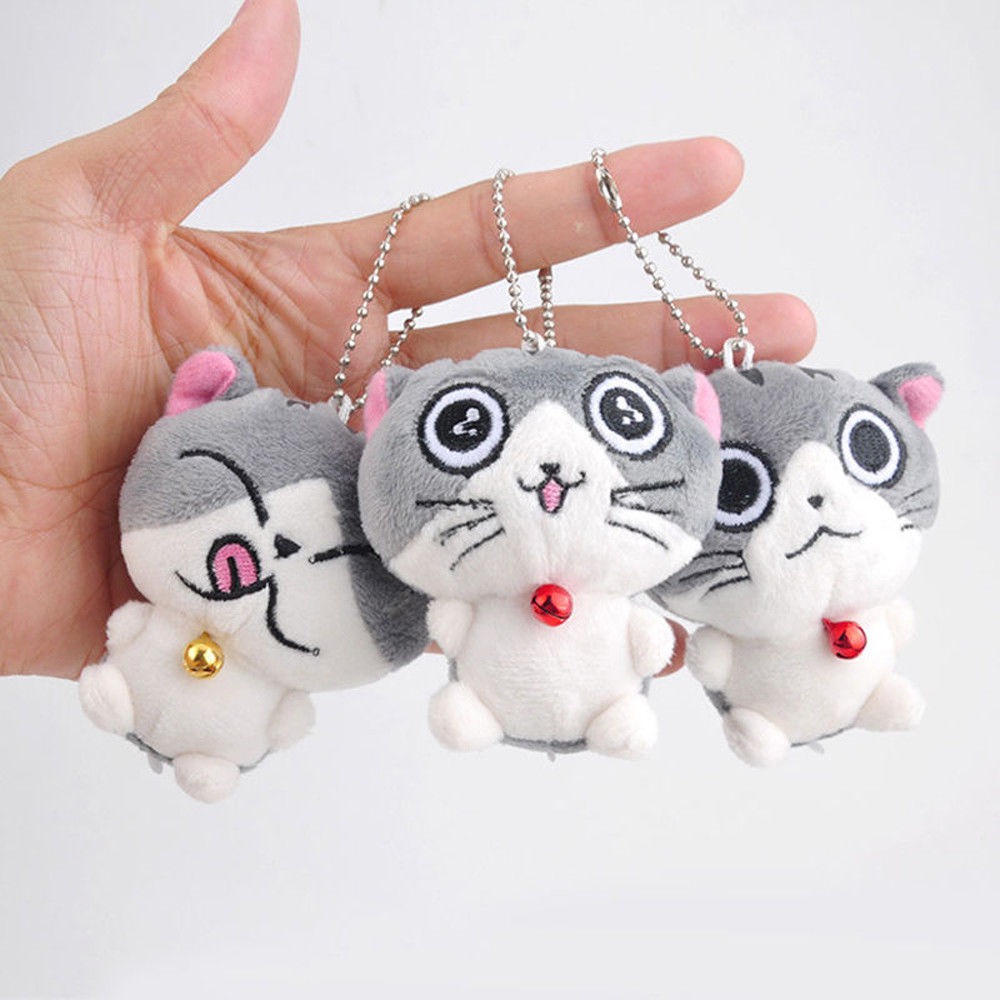 Cute Cat Plush Doll Toys Stuffed Animal Bolster Key chain Keyring Random 