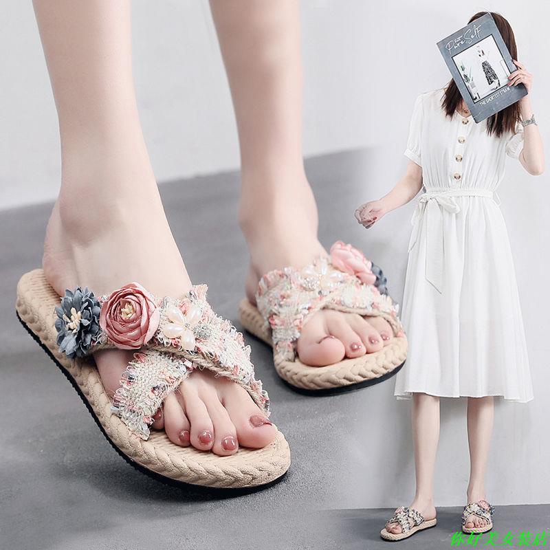 -Size plus size women's shoes slippers women's fashion flower fairy shoes beach shoes sandals hello beauty clothing store2022/3/17