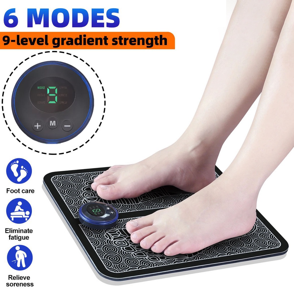 EMS Urut Kaki Elektrik Foot Massager Pad Pedicure Tens Vibrator Muscle Relax Promote Blood Circulate Stimulator ABS Physiotherapy Revitalizing