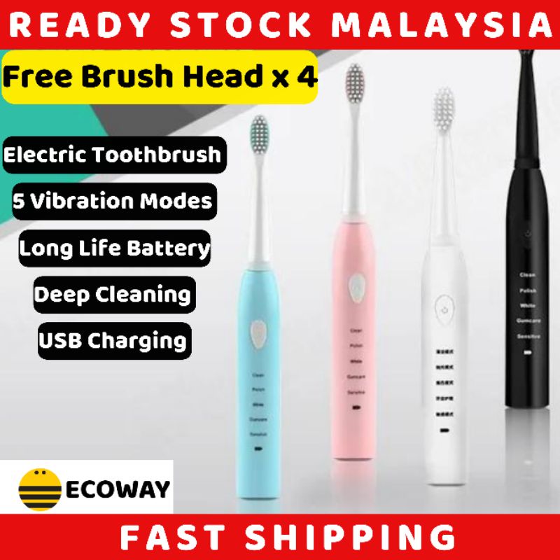 USB Rechargeable Sonic Electric Toothbrush Electronic Berus Gigi Elektrik Kids Kanak Kanak 电动牙刷