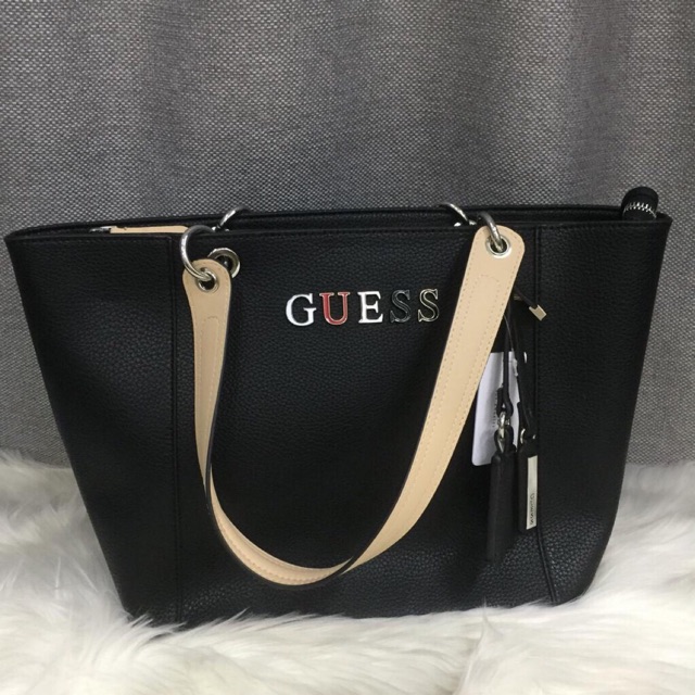 guess black leather shoulder bag