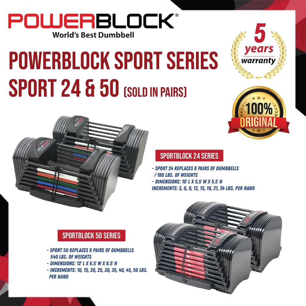 Powerblock Sport Series 24 and 50 Adjustable Dumbbell with 5 years Warranty Shopee Malaysia