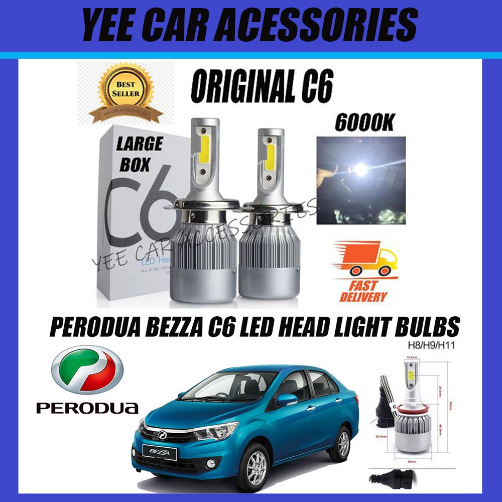 Perodua Bezza C6 H11 Car Led Headlight Bulbs 9005 High Beam Bulbs(2pcs