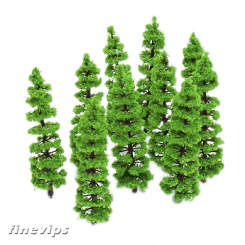 [FinevipsMY] 10pcs Green Fir Trees Model Train Wargame Scenery Layout 8cm HO N Scale DIY