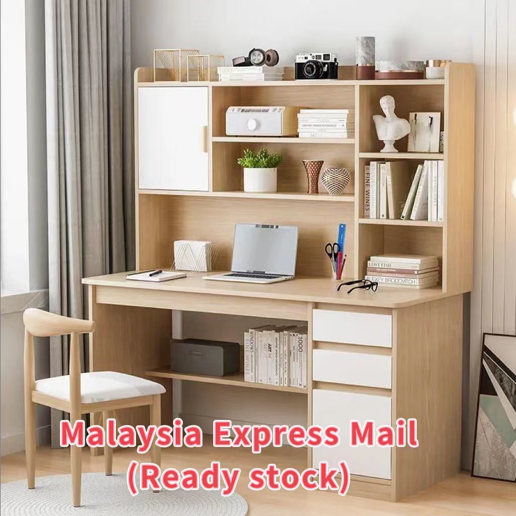 hot Meja Belajar Study Table With Book Shelf Office Computer Desk With Drawer Cabinet Home Meja Tulis Belajar murah 电脑桌