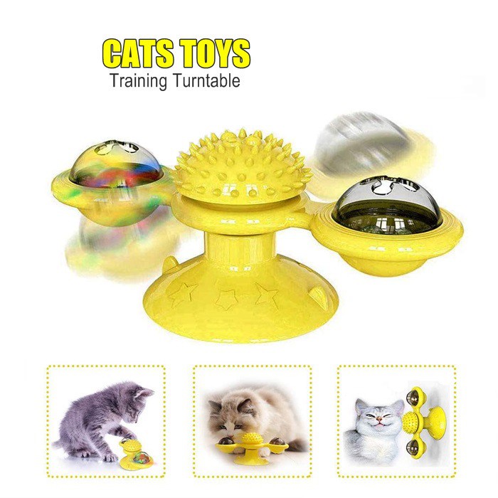 Pet Cats Toys Training Turntable Supplies Windmill Ball Type