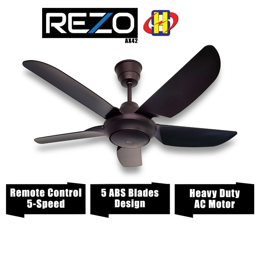 Rezo Ceiling Fan (42 Inch/Matt Black) Remote Control 5Speed Ceiling