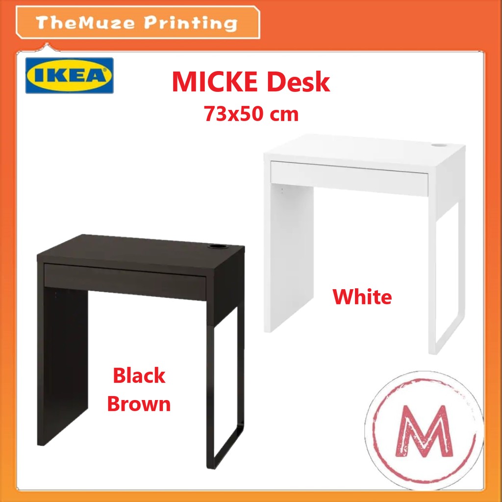 Ikea Micke Desk Black Brown White 73x50 Cm Shopee Malaysia