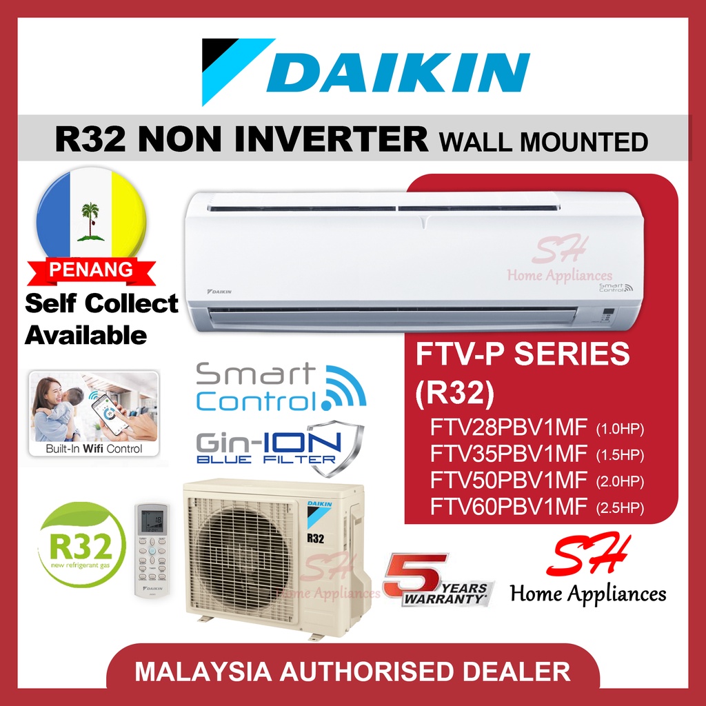 Daikin R32 Non Inverter Air Conditioner Ftv P Series Aircond 1 0hp 1