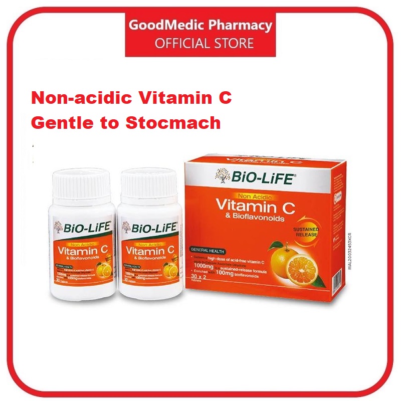 BioLife Non Acidic Vitamin C & Bioflavonoids 2x30's / 30s Shopee
