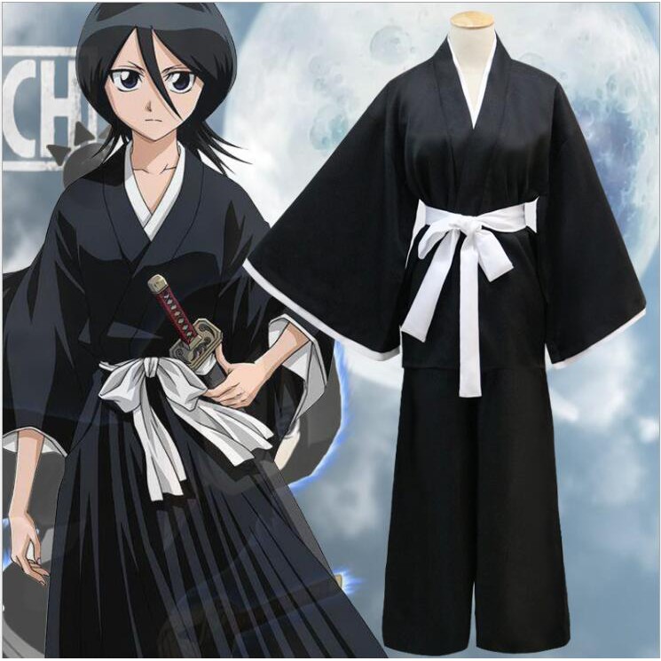 unisex japan anime bleach cosplay ichigo kurosaki rukia costume dress up  kimono