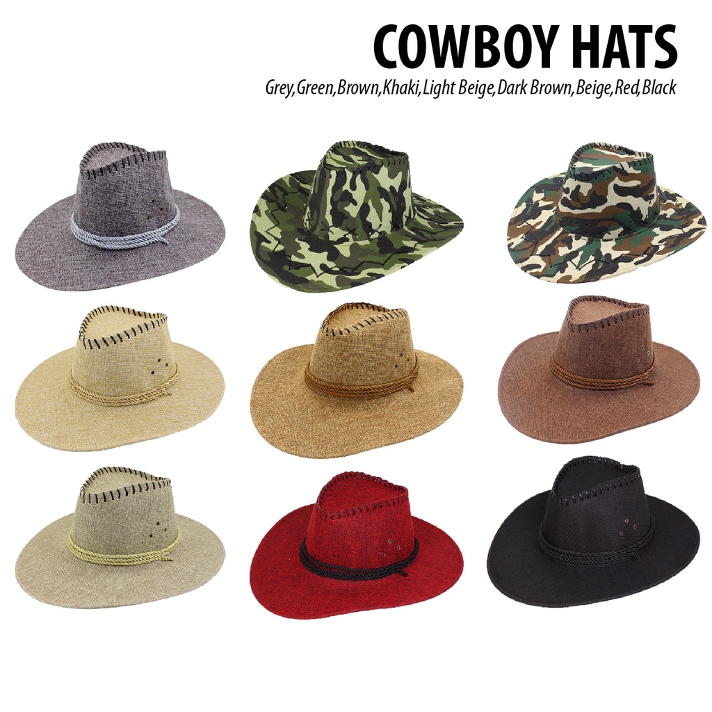 COWBOY COTTON FLAX SUMMER UNISEX MEN WOMEN SUN HATS / NEW SAFETY EYE