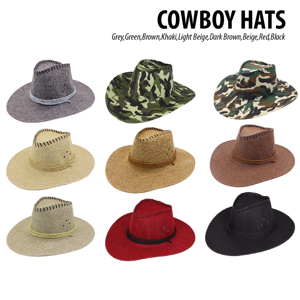 COWBOY COTTON FLAX SUMMER UNISEX MEN WOMEN SUN HATS / NEW SAFETY EYE ...