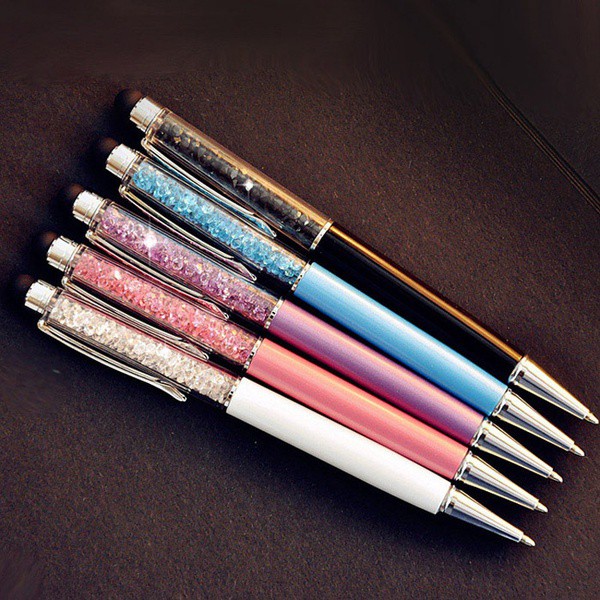 Crystal Pen Diamond Ballpoint Pens Stationery Ballpen 2 in 1 Touch Pen