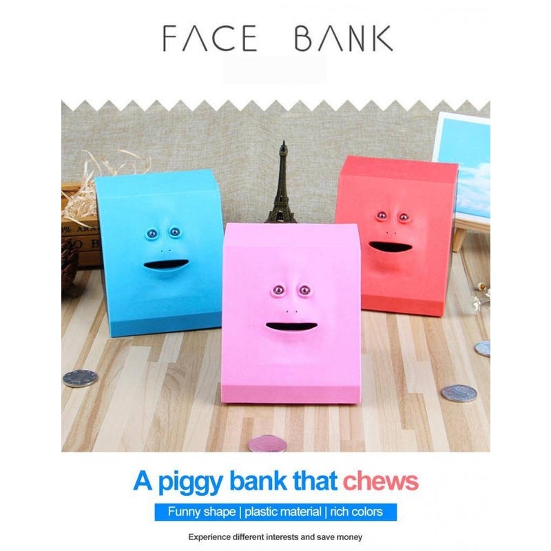 Box Cute piggy bank Money Eating Face Facebank Piggy Coins Bank Funny ...