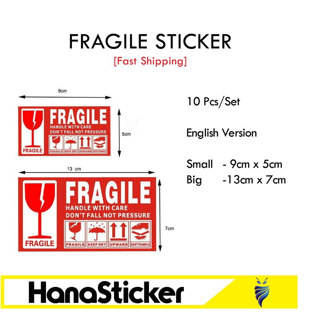 [Fast Shipping] 10 Pcs Fragile Sticker Fragile Label Warning Sticker ...