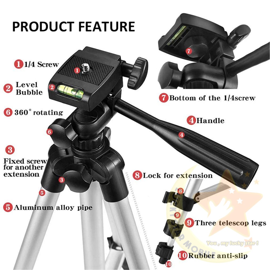 FREE GIFT Tripod Stand Phone Photography Aluminum Alloy Adjustable Selfie Stand Tripod Stand