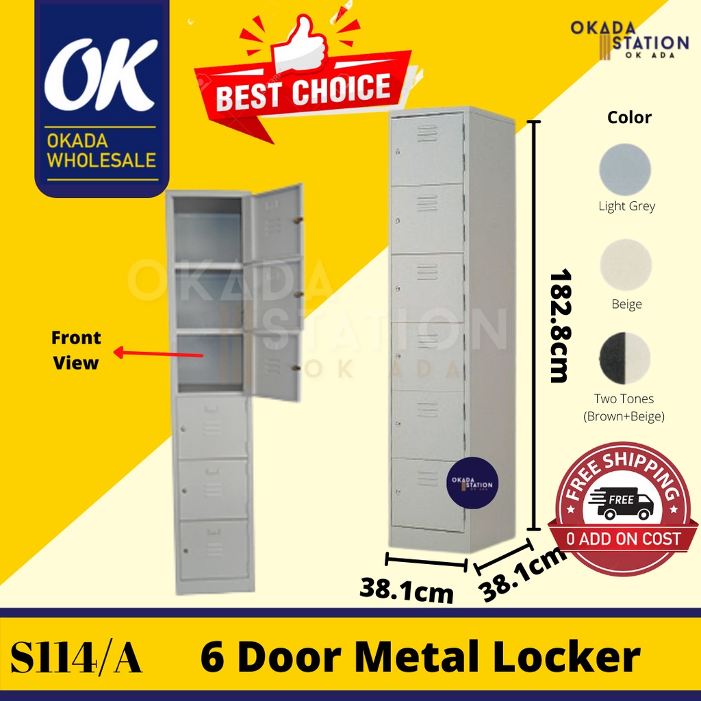 OKADA S114/A Metal Locker Cabinet (6 Door) / Almari Besi Pakaian ...