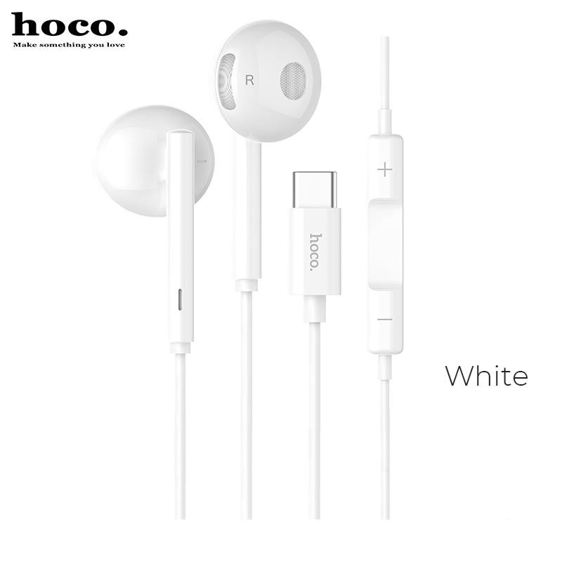 Original HOCO L10 TYPE C With Mic Stereo Wired In-Ear Headphone-White