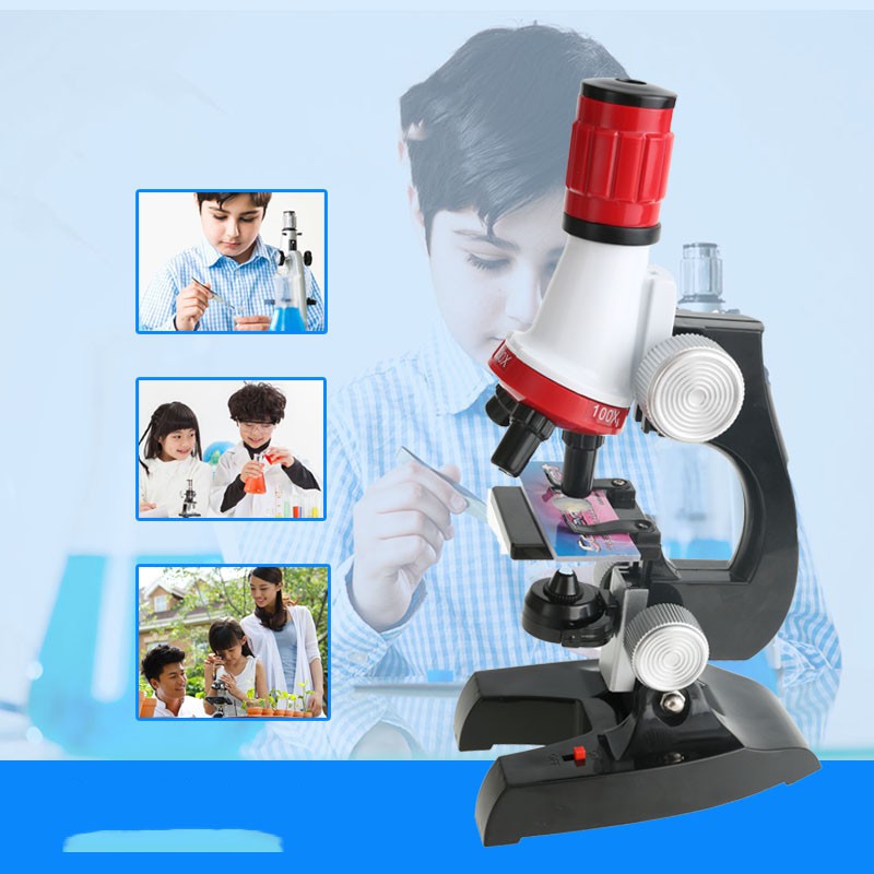 Kids Educational 100-1200X Microscope Kit Science Toy