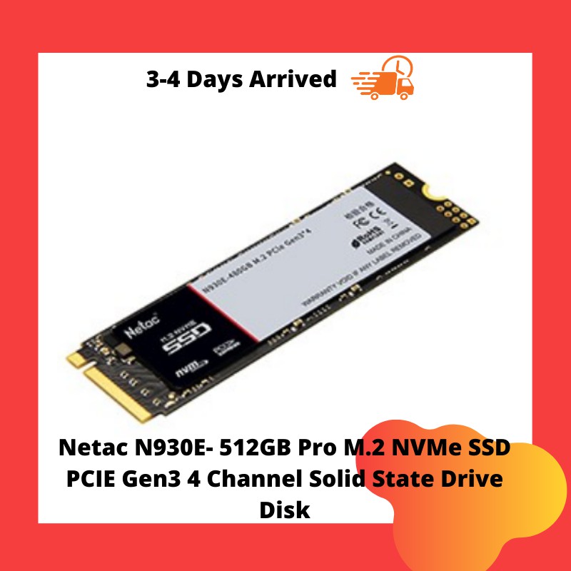 Netac N930E- 512GB Pro M.2 NVMe SSD PCIE Gen3 4 Channel Solid State ...