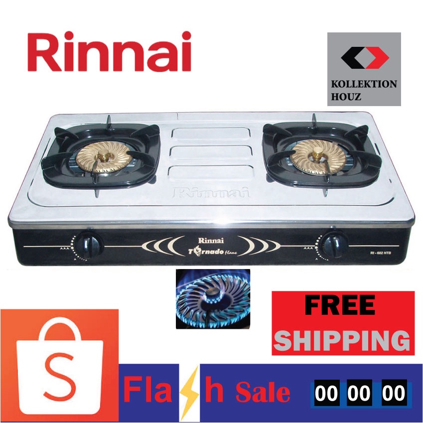Rinnai RI602HTB Gas Stove 2 Burners Gas Hob (Stainless Steel) Tornado