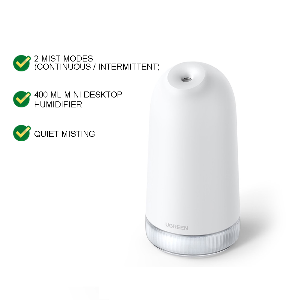 UGREEN Humidifier Cool Mist Air Humidifier Home Appliances Mini 400ml Capacity With Night Light Purified Air Spray