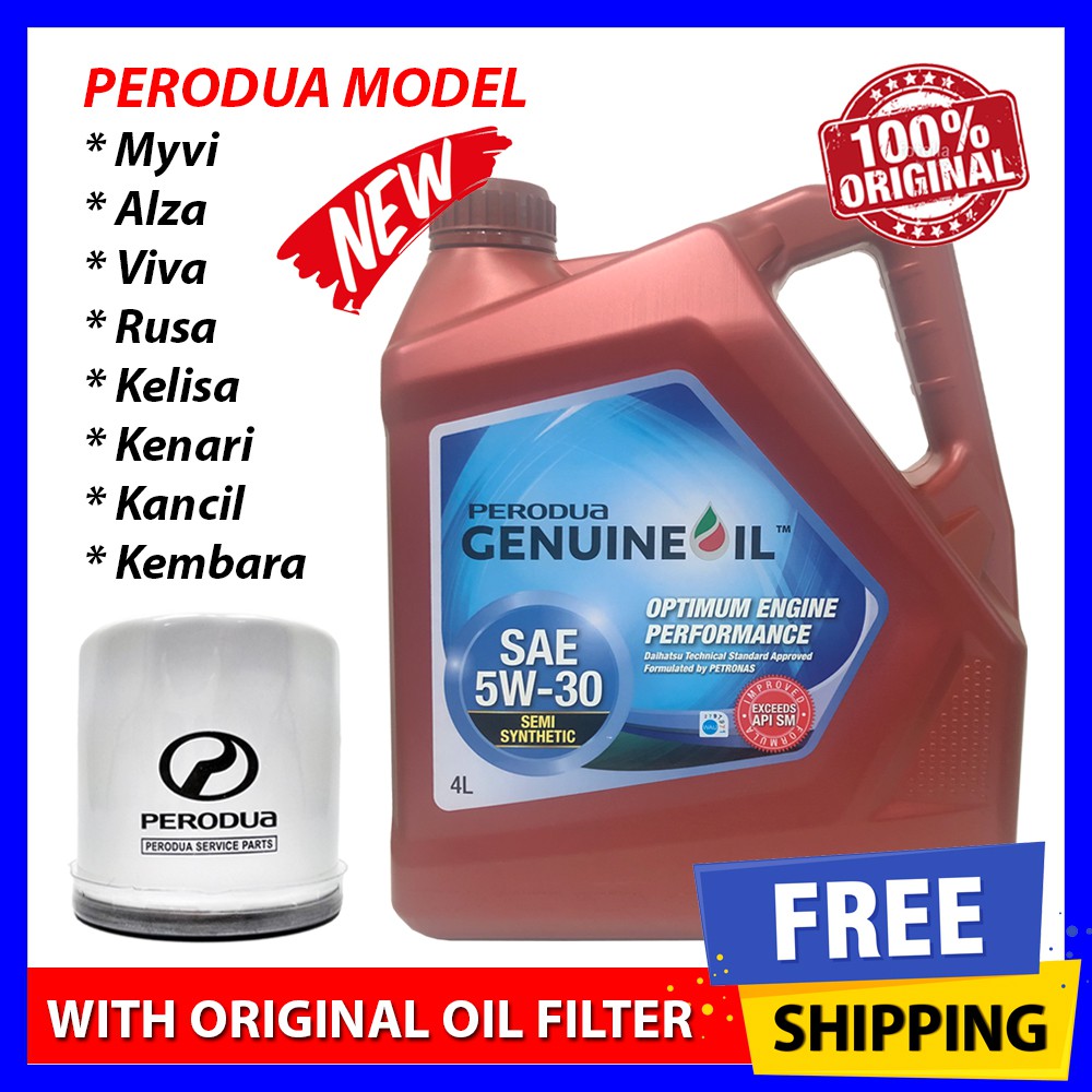 2021 NEW PACKING (With Oil Filter) PERODUA 5W30 Semi Synthetic Engine